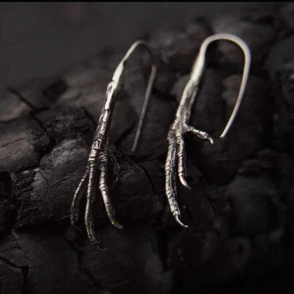 Ellen Rococo Sterling Silver Starling Bird Claw Talon Hanger Earrings BNIB - Picture 1 of 6